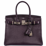 HermesHSS Birkin 30 Raisin Chevre & Vert Anglais Brushed Palladium Hardware