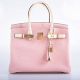 HermesHSS Birkin 30 Rose Sakura and Craie Clemence with Rose Gold Hardware