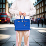Hermes HSS Birkin 35 Bleu Electrique Togo & Fuchsia Palladium Hardware