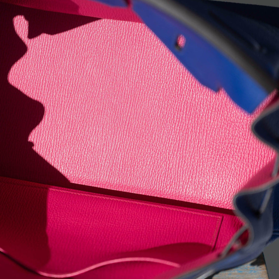 Hermes HSS Birkin 35 Bleu Electrique Togo & Fuchsia Palladium Hardware