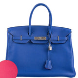 Hermes HSS Birkin 35 Bleu Electrique Togo & Fuchsia Palladium Hardware