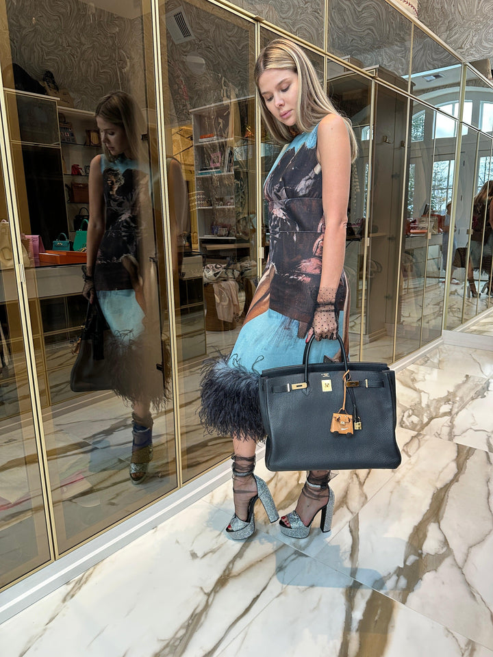 Hermes HSS Birkin 40 Black Togo with Blue Royal Interior Gold Hardware