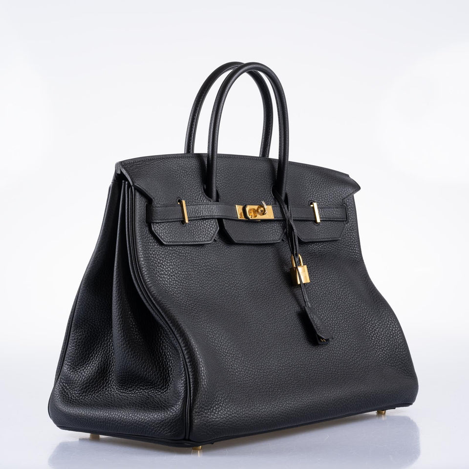 Hermes HSS Birkin 40 Black Togo with Blue Royal Interior Gold Hardware