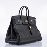 Hermes HSS Birkin 40 Black Togo with Blue Royal Interior Gold Hardware