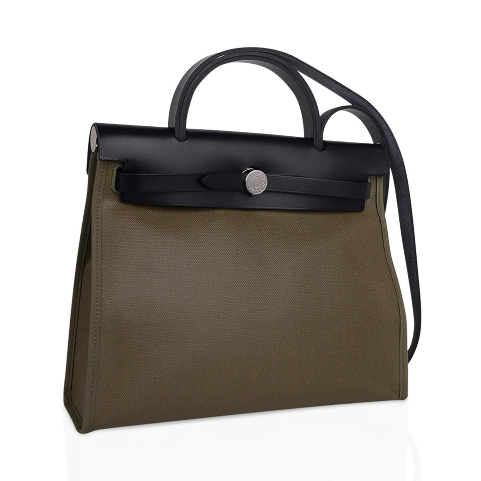 Hermes HERBAG ZIP RETOURNE 31 LEATHER PALLADIUM SHOULDER BAG