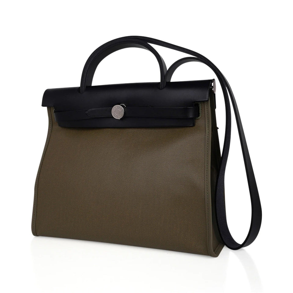 Hermes HERBAG ZIP RETOURNE 31 LEATHER PALLADIUM SHOULDER BAG