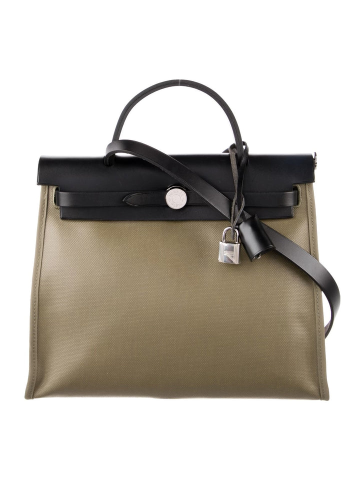 Hermes HERBAG ZIP RETOURNE 31 LEATHER PALLADIUM SHOULDER BAG