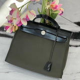 Hermes HERBAG ZIP RETOURNE 31 LEATHER PALLADIUM SHOULDER BAG