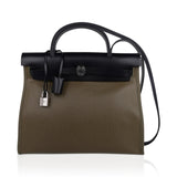 Hermes HERBAG ZIP RETOURNE 31 LEATHER PALLADIUM SHOULDER BAG