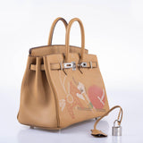 Hermes In and Out Birkin 25 Biscuit Printed Swift Palladium Hardware