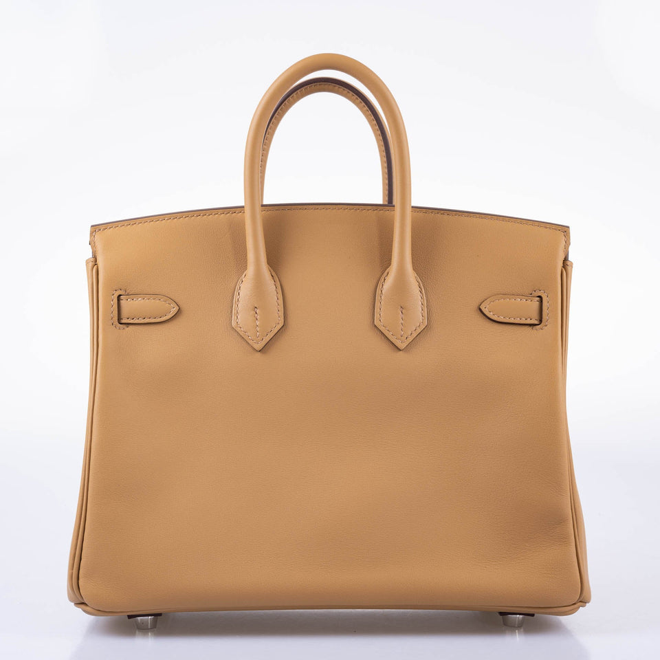 Hermes In and Out Birkin 25 Biscuit Printed Swift Palladium Hardware