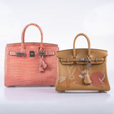 Hermes In and Out Birkin 25 Biscuit Printed Swift Palladium Hardware