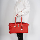 Hermes JPG Shoulder Birkin II 42 Vermillion Clemence Palladium Hardware
