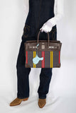 Hermes Jumping Birkin 35 Multicolor Canvas and Ebene Box Palladium Hardware