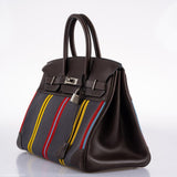 Hermes Jumping Birkin 35 Multicolor Canvas and Ebene Box Palladium Hardware