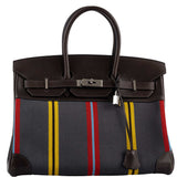 Hermes Jumping Birkin 35 Multicolor Canvas and Ebene Box Palladium Hardware
