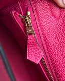 Hermes Kelly 25 CLEMENCE LEATHER BAG IN ROSE EXTREME