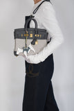 Hermes Limited Edition Birkin 25 in Écru and Ardoise Toile H and Veau Swift Gold Hardware