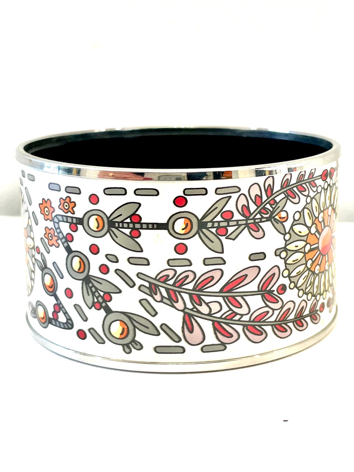 Hermes PALLADIUM PLATED ENAMEL WIDE MARWARI BRACELET