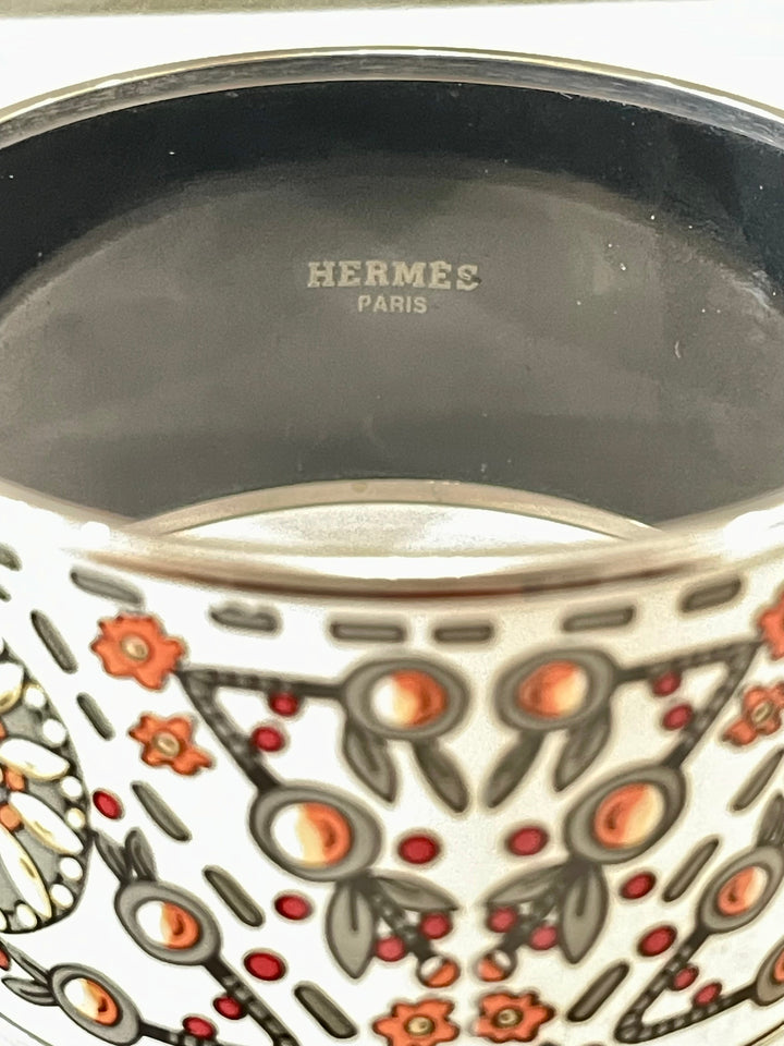 Hermes PALLADIUM PLATED ENAMEL WIDE MARWARI BRACELET