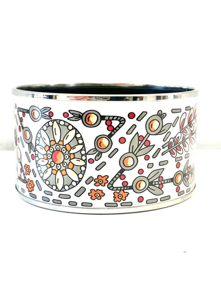 Hermes PALLADIUM PLATED ENAMEL WIDE MARWARI BRACELET