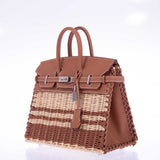 Hermes Picnic Birkin 25 Gold Swift and Stripe Osier Wicker Palladium Hardware