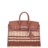 Hermes Picnic Birkin 25 Gold Swift and Stripe Osier Wicker Palladium Hardware