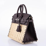 Hermes Picnic Birkin 25 Osier Wicker & Rouge Swift with Palladium Hardware