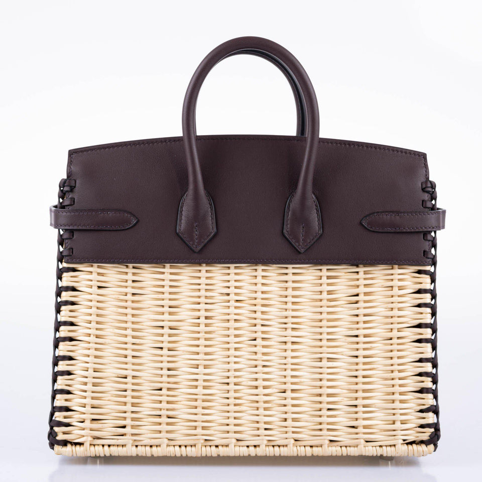 Hermes Picnic Birkin 25 Osier Wicker & Rouge Swift with Palladium Hardware