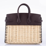 Hermes Picnic Birkin 25 Osier Wicker & Rouge Swift with Palladium Hardware