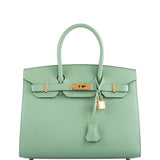 HermesSellier Birkin 30 Vert Criquet Epsom Gold Hardware