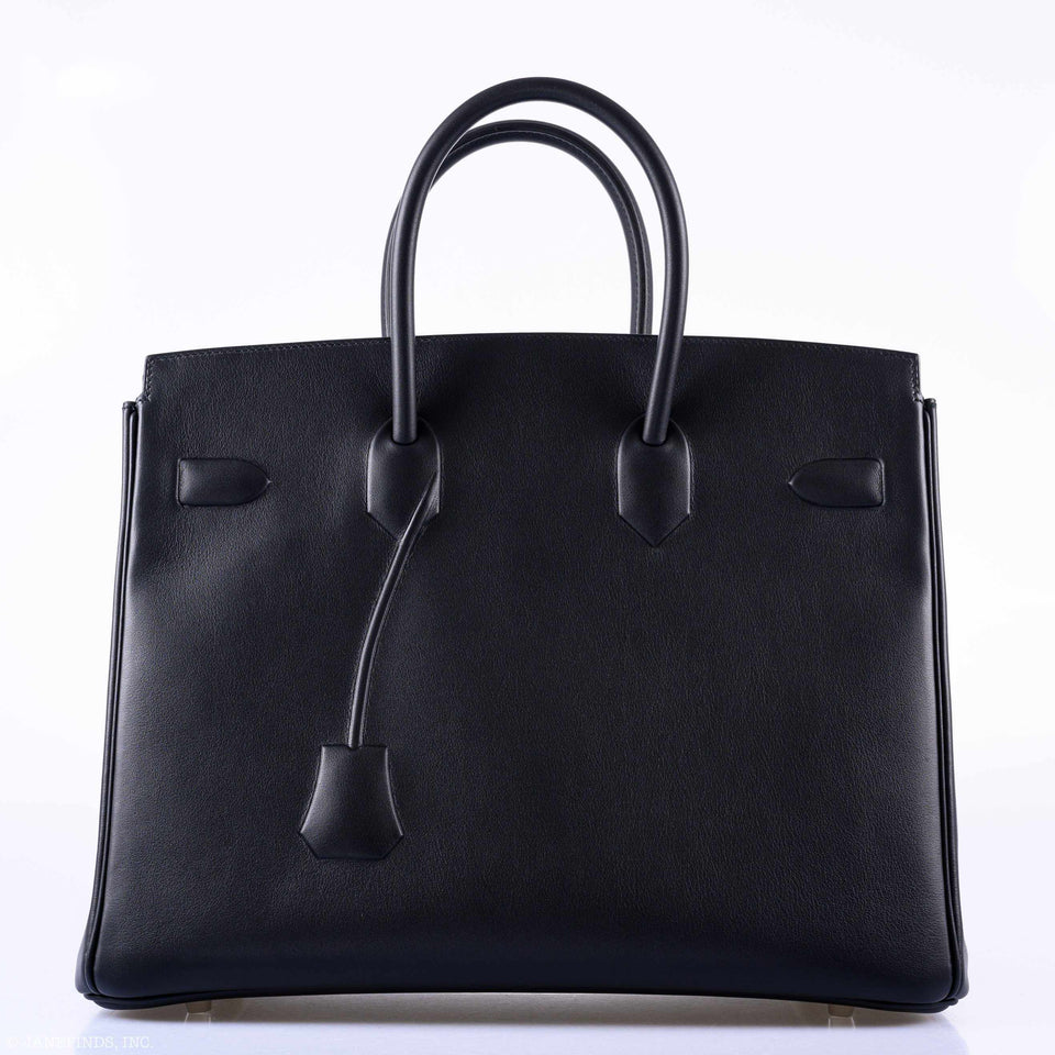 Hermes Shadow Birkin 35 Black Swift Palladium Hardware - 2020, Y