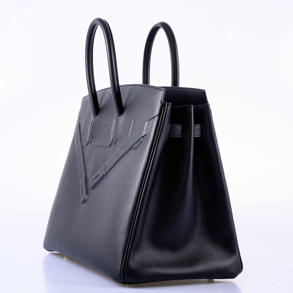 Hermes Shadow Birkin 35 Black Swift Palladium Hardware - 2020, Y