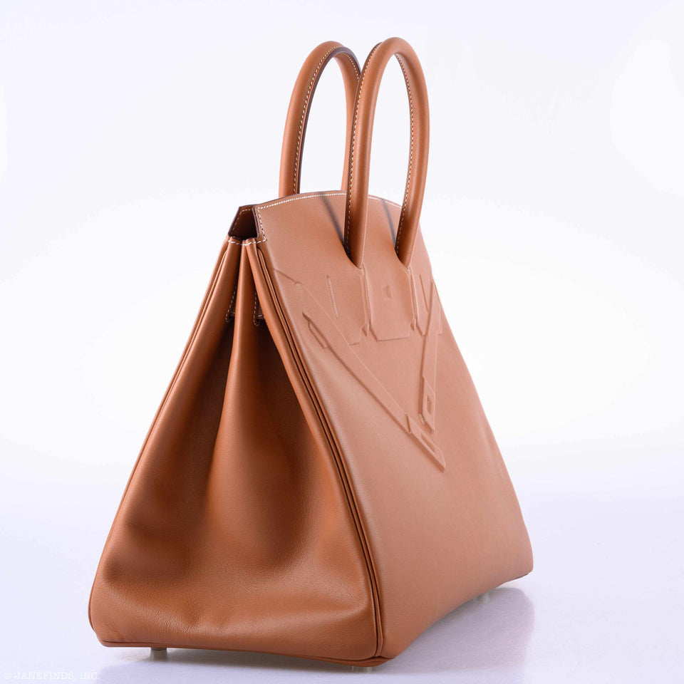 Hermes Shadow Birkin 35 Gold Swift Palladium Hardware - 2019, D