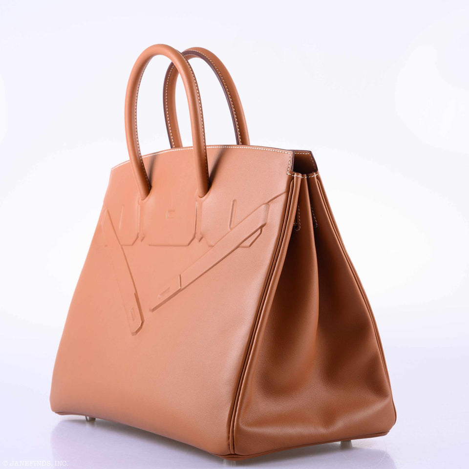 Hermes Shadow Birkin 35 Gold Swift Palladium Hardware - 2019, D