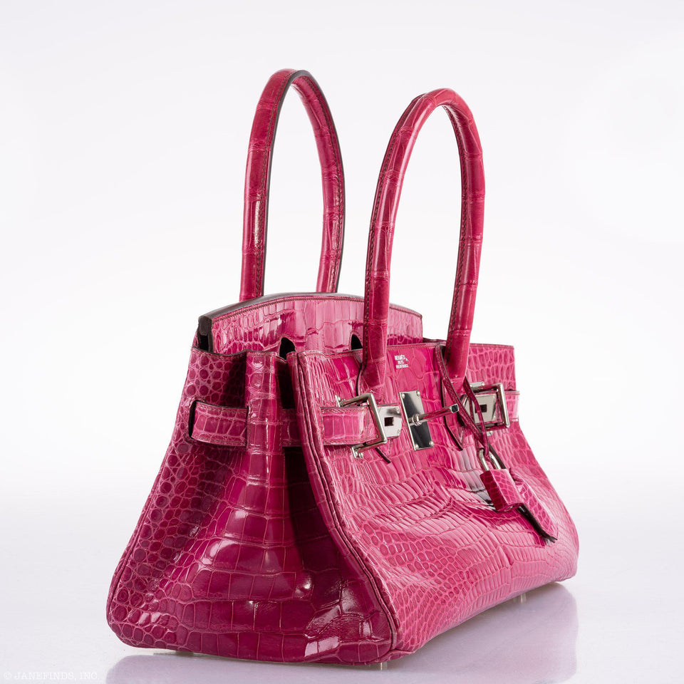 Hermes Shoulder Birkin 42 JPG Fuchsia Porosus Crocodile Palladium Hardware