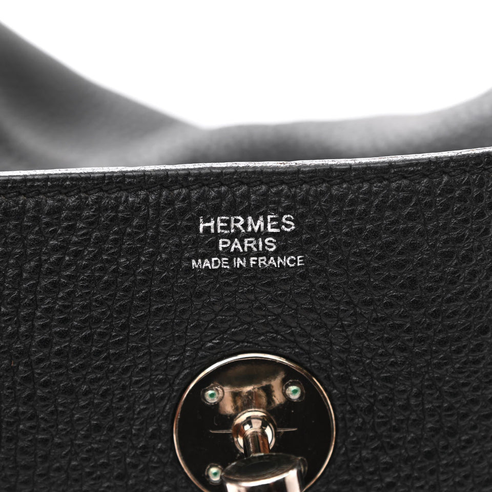 Hermes TAURILLON CLEMENCE VERSO LINDY 30 BAG BLACK TOFFEE