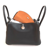 Hermes TAURILLON CLEMENCE VERSO LINDY 30 BAG BLACK TOFFEE