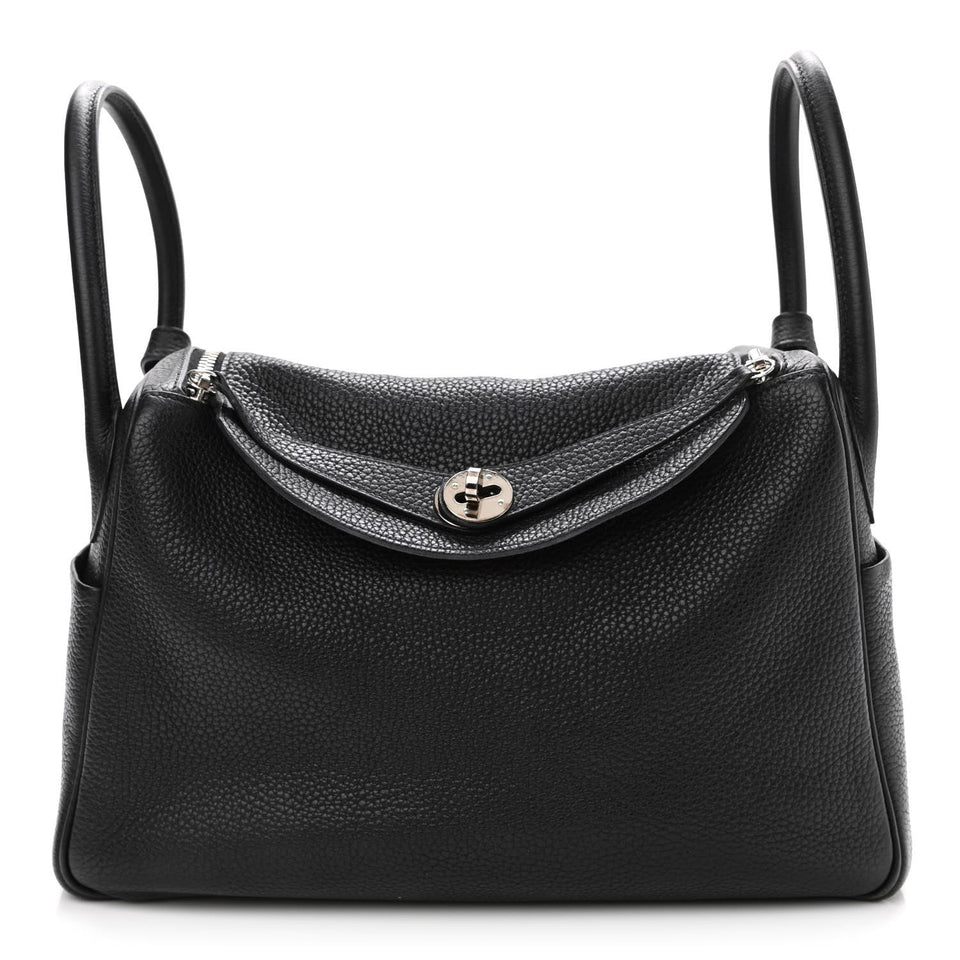 Hermes TAURILLON CLEMENCE VERSO LINDY 30 BAG BLACK TOFFEE