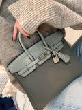 Hermes Touch Birkin 25 Gris Meyer Togo and Gris Cement Matte Alligator Palladium Hardware