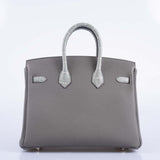Hermes Touch Birkin 25 Gris Meyer Togo and Gris Cement Matte Alligator Palladium Hardware