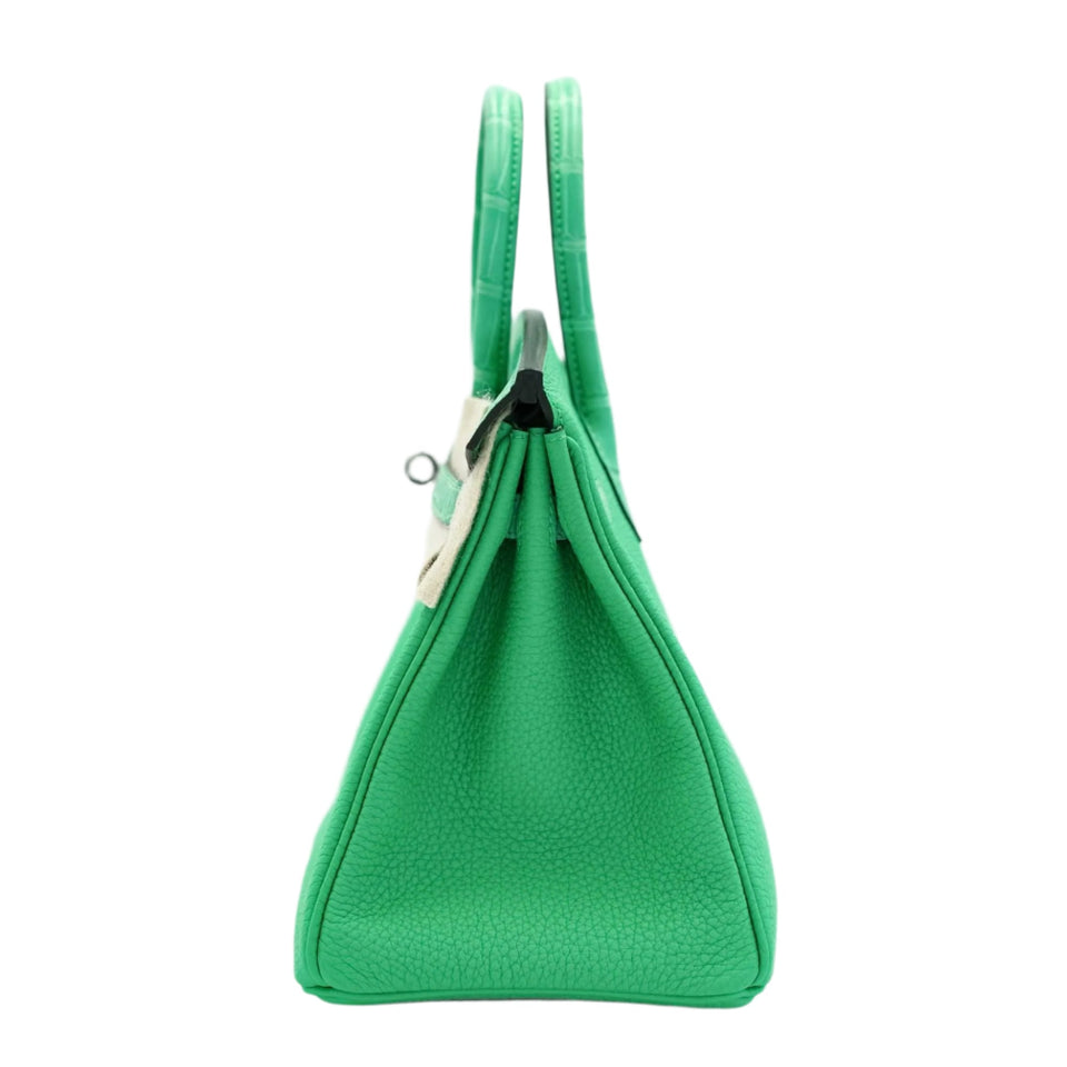 Hermes Touch Birkin 25 Vert Comics Matte Alligator and Togo Palladium Hardware