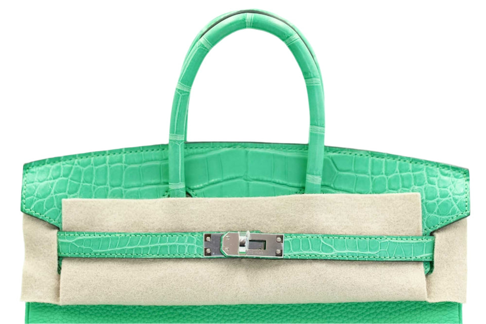 Hermes Touch Birkin 25 Vert Comics Matte Alligator and Togo Palladium Hardware