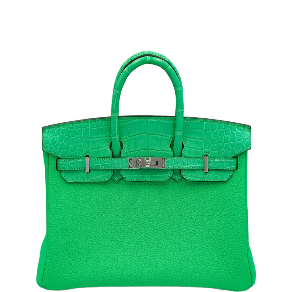 Hermes Touch Birkin 25 Vert Comics Matte Alligator and Togo Palladium Hardware