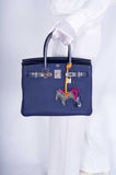 Hermes Touch Birkin 30 Bleu Encre Togo and Shiny Niloticus Crocodile Palladium Hardware
