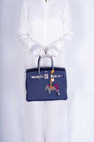Hermes Touch Birkin 30 Bleu Encre Togo and Shiny Niloticus Crocodile Palladium Hardware