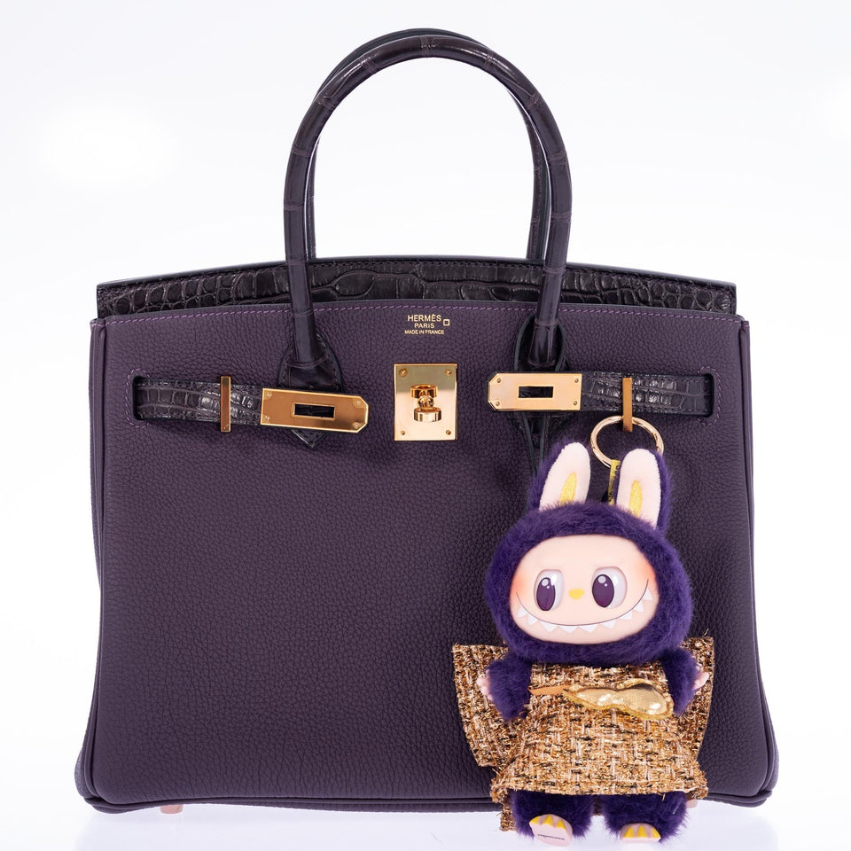 Hermes Touch Birkin 30 Prunoir Togo and Raisin Matte Alligator Rose Gold Hardware