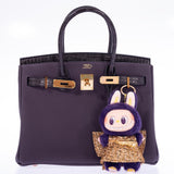 Hermes Touch Birkin 30 Prunoir Togo and Raisin Matte Alligator Rose Gold Hardware