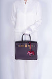 Hermes Touch Birkin 30 Prunoir Togo and Raisin Matte Alligator Rose Gold Hardware