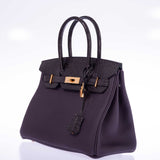 Hermes Touch Birkin 30 Prunoir Togo and Raisin Matte Alligator Rose Gold Hardware